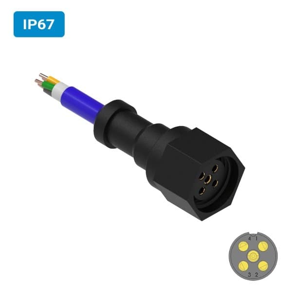 Conector injetado POM M16 fêmea para cabo IP67 10 amperes