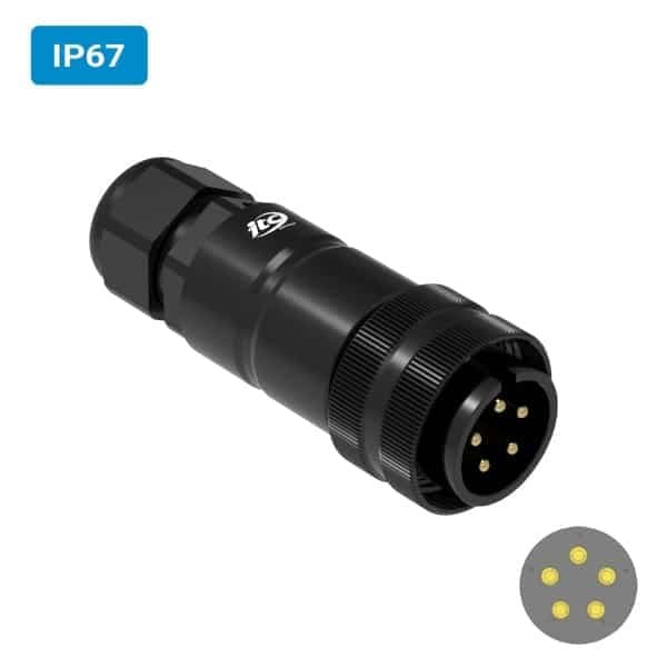 Conector militar H28 macho para cabo IP67 15 amperes