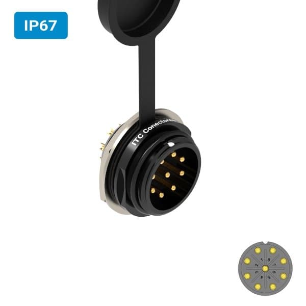 Conector M24 macho para painel redonda IP67