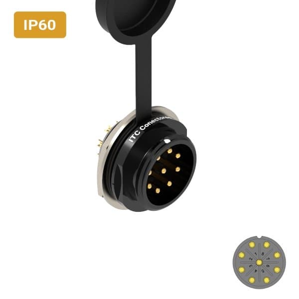 Conector M24 macho para painel redonda IP60