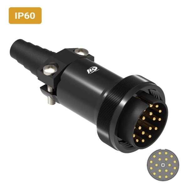 Conector M32 macho para cabo IP60 10 amperes