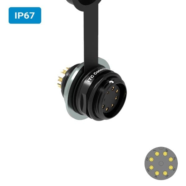 Conector M16 fêmea para painel redonda IP67 3 amperes