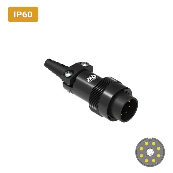 Conector M16 macho para cabo IP60 3 amperes