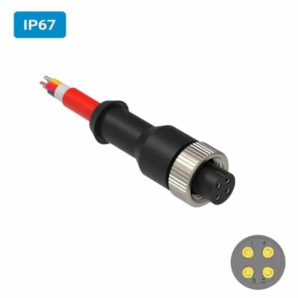 Conector injetado PVC M13 fêmea para cabo IP67 1 ampere